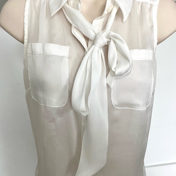 New York &Co Stretch Sleeveless Sheer Button Down - Picture 3 of 7